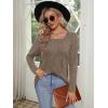 imageOFEEFAN Long Sleeve Shirts for Women Lightweight Crew Neck Casual Tunic TopsS08khaki