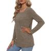 imageOFEEFAN Long Sleeve Shirts for Women Lightweight Crew Neck Casual Tunic TopsS08khaki
