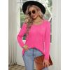 imageOFEEFAN Long Sleeve Shirts for Women Lightweight Crew Neck Casual Tunic TopsS09rose Pink