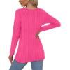 imageOFEEFAN Long Sleeve Shirts for Women Lightweight Crew Neck Casual Tunic TopsS09rose Pink
