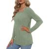 imageOFEEFAN Long Sleeve Shirts for Women Lightweight Crew Neck Casual Tunic TopsS10grass Green