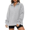 imageOFEEFAN Sweatshirts for Women Loose Fit Quarter Zip Pullover Lightweight Fall ClothesAgrey