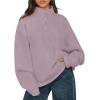 imageOFEEFAN Sweatshirts for Women Loose Fit Quarter Zip Pullover Lightweight Fall ClothesEdarkpink