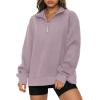 imageOFEEFAN Sweatshirts for Women Loose Fit Quarter Zip Pullover Lightweight Fall ClothesEdarkpink