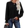 imageOFEEFAN Womens Tunic Tops Ruffle Sleeve Shirts Pleated Front Blouses Fall Travel Outfits S3XLA01black