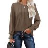 imageOFEEFAN Womens Tunic Tops Ruffle Sleeve Shirts Pleated Front Blouses Fall Travel Outfits S3XLA03coffee