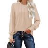 imageOFEEFAN Womens Tunic Tops Ruffle Sleeve Shirts Pleated Front Blouses Fall Travel Outfits S3XLA04khaki