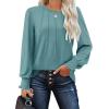 imageOFEEFAN Womens Tunic Tops Ruffle Sleeve Shirts Pleated Front Blouses Fall Travel Outfits S3XLA06turquoise