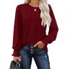 imageOFEEFAN Womens Tunic Tops Ruffle Sleeve Shirts Pleated Front Blouses Fall Travel Outfits S3XLA07burgundy
