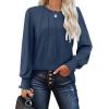 imageOFEEFAN Womens Tunic Tops Ruffle Sleeve Shirts Pleated Front Blouses Fall Travel Outfits S3XLA08blue