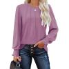 imageOFEEFAN Womens Tunic Tops Ruffle Sleeve Shirts Pleated Front Blouses Fall Travel Outfits S3XLA12taro Purple