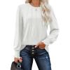 imageOFEEFAN Womens Tunic Tops Ruffle Sleeve Shirts Pleated Front Blouses Fall Travel Outfits S3XLA13white