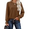 imageOFEEFAN Womens Tunic Tops Ruffle Sleeve Shirts Pleated Front Blouses Fall Travel Outfits S3XLA16brown