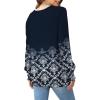 imageOFEEFAN Womens Tunic Tops Ruffle Sleeve Shirts Pleated Front Blouses Fall Travel Outfits S3XLZ01floral Navy