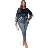 imageOFEEFAN Womens Tunic Tops Ruffle Sleeve Shirts Pleated Front Blouses Fall Travel Outfits S3XLZ01floral Navy