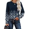 imageOFEEFAN Womens Tunic Tops Ruffle Sleeve Shirts Pleated Front Blouses Fall Travel Outfits S3XLZ01floral Navy
