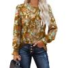 imageOFEEFAN Womens Tunic Tops Ruffle Sleeve Shirts Pleated Front Blouses Fall Travel Outfits S3XLZ02floral Yellow