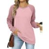 imageOFEEFAN Fall Sweatshirts for Women Winter Warm Sweaters Trendy 2024 Pullover Tops Pink XL
