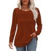 imageOFEEFAN Long Sleeve Shirts for Women Fall Fashion 2025 Dressy Casual Blouses Trendy Pleated Tunic Tops for LeggingsCaramel