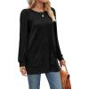 imageOFEEFAN Long Sleeve Shirts for Women Long Sweaters with Pockets Tunic Tops Loose FitA Black
