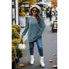 imageOFEEFAN Long Sleeve Shirts for Women Long Sweaters with Pockets Tunic Tops Loose FitB Blue