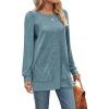 imageOFEEFAN Long Sleeve Shirts for Women Long Sweaters with Pockets Tunic Tops Loose FitB Blue
