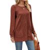 imageOFEEFAN Long Sleeve Shirts for Women Long Sweaters with Pockets Tunic Tops Loose FitB Caramel