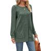 imageOFEEFAN Long Sleeve Shirts for Women Long Sweaters with Pockets Tunic Tops Loose FitB Green