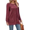 imageOFEEFAN Long Sleeve Shirts for Women Long Sweaters with Pockets Tunic Tops Loose FitB Maroon