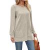 imageOFEEFAN Long Sleeve Shirts for Women Long Sweaters with Pockets Tunic Tops Loose FitBeige