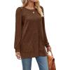 imageOFEEFAN Long Sleeve Shirts for Women Long Sweaters with Pockets Tunic Tops Loose FitBrown