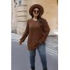 imageOFEEFAN Long Sleeve Shirts for Women Long Sweaters with Pockets Tunic Tops Loose FitBrown