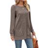 imageOFEEFAN Long Sleeve Shirts for Women Long Sweaters with Pockets Tunic Tops Loose FitCoffee
