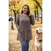 imageOFEEFAN Long Sleeve Shirts for Women Long Sweaters with Pockets Tunic Tops Loose FitCoffee