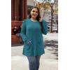 imageOFEEFAN Long Sleeve Shirts for Women Long Sweaters with Pockets Tunic Tops Loose FitMarine Blue