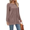 imageOFEEFAN Long Sleeve Shirts for Women Long Sweaters with Pockets Tunic Tops Loose FitRosy Brown