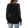 imageOFEEFAN Long Sleeve Shirts for Women Swiss Dot Puff Sleeve Pleated Fall Tunic Tops Crew Neck Dressy Casual BlousesAblack
