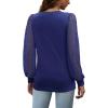 imageOFEEFAN Long Sleeve Shirts for Women Swiss Dot Puff Sleeve Pleated Fall Tunic Tops Crew Neck Dressy Casual BlousesGnavy Blue