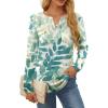 imageOFEEFAN Long Sleeve Shirts for Women V Neck Dressy Casual Blouses Trendy Fall Outfits Loose Fit Tunic Tops Curved HemFloral Leaf