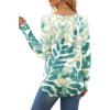 imageOFEEFAN Long Sleeve Shirts for Women V Neck Dressy Casual Blouses Trendy Fall Outfits Loose Fit Tunic Tops Curved HemFloral Leaf