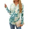 imageOFEEFAN Long Sleeve Shirts for Women V Neck Dressy Casual Blouses Trendy Fall Outfits Loose Fit Tunic Tops Curved HemFloral Leaf