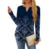 imageOFEEFAN Long Sleeve Shirts for Women V Neck Dressy Casual Blouses Trendy Fall Outfits Loose Fit Tunic Tops Curved HemFloral Navy