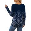 imageOFEEFAN Long Sleeve Shirts for Women V Neck Dressy Casual Blouses Trendy Fall Outfits Loose Fit Tunic Tops Curved HemFloral Navy