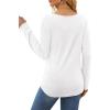 imageOFEEFAN Long Sleeve Shirts for Women V Neck Dressy Casual Blouses Trendy Fall Outfits Loose Fit Tunic Tops Curved HemWhite