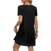 imageOFEEFAN Summer Dresses for Women 2025 Loose V Neck Short Sleeve Casual T Shirt Dress Sundresses Swimsuit Coverup with PocketsA Black