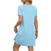 imageOFEEFAN Summer Dresses for Women 2025 Loose V Neck Short Sleeve Casual T Shirt Dress Sundresses Swimsuit Coverup with PocketsA Blue