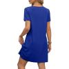 imageOFEEFAN Summer Dresses for Women 2025 Loose V Neck Short Sleeve Casual T Shirt Dress Sundresses Swimsuit Coverup with PocketsA Bright Blue