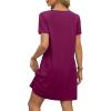 imageOFEEFAN Summer Dresses for Women 2025 Loose V Neck Short Sleeve Casual T Shirt Dress Sundresses Swimsuit Coverup with PocketsA Burgundy