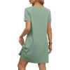 imageOFEEFAN Summer Dresses for Women 2025 Loose V Neck Short Sleeve Casual T Shirt Dress Sundresses Swimsuit Coverup with PocketsA Light Green