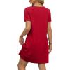 imageOFEEFAN Summer Dresses for Women 2025 Loose V Neck Short Sleeve Casual T Shirt Dress Sundresses Swimsuit Coverup with PocketsA Red